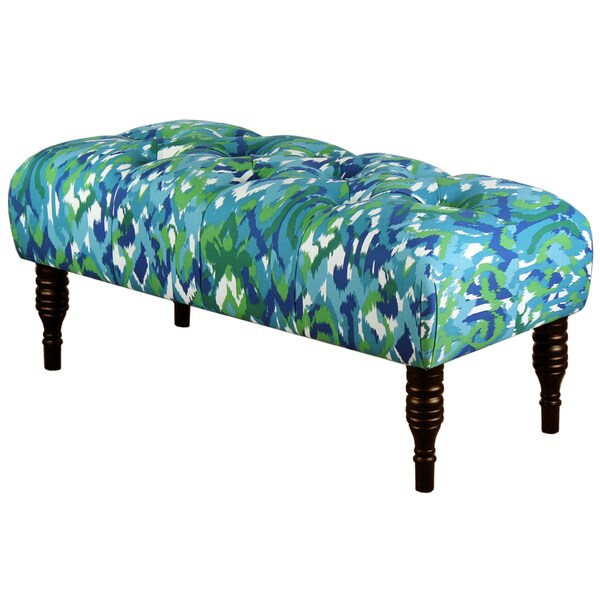 Shop Ikat Blue Green Tufted Bench Free Shipping On Orders Over 45