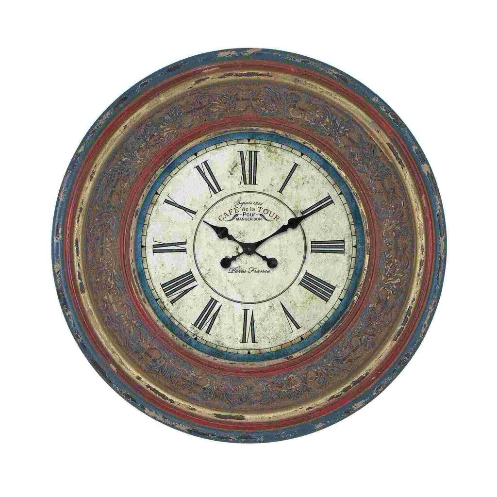 Classic Wood Wall Clock with Large Roman Numerals