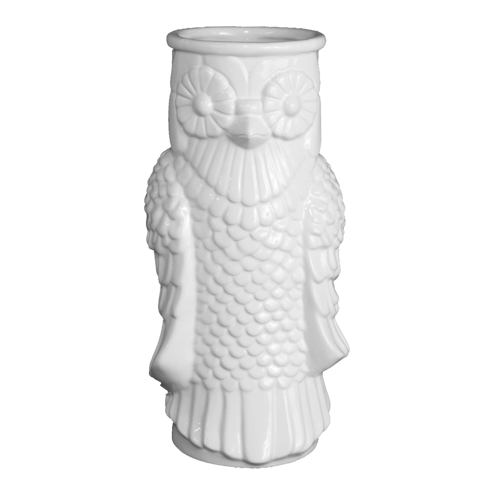 Shop White Ceramic Owl Vase Free Shipping Today Overstock