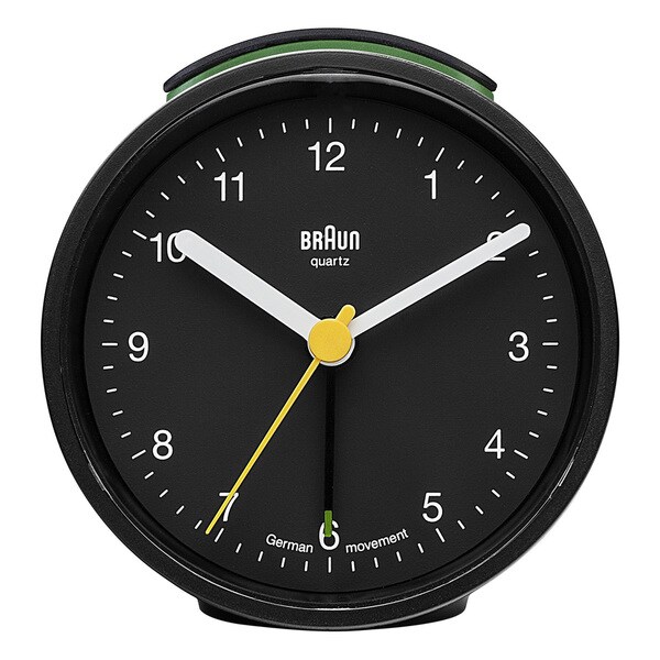 Braun Classic Quiet German Precision Quartz Black Round Alarm Clock