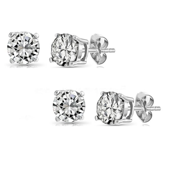 Pori Set Of 2 Pairs Sterling Silver 2ct Genuine White Topaz Stud Earrings Pori Set Of 2 Pairs Sterling Silver 2ct Genuine White Topaz Stud Earrings
