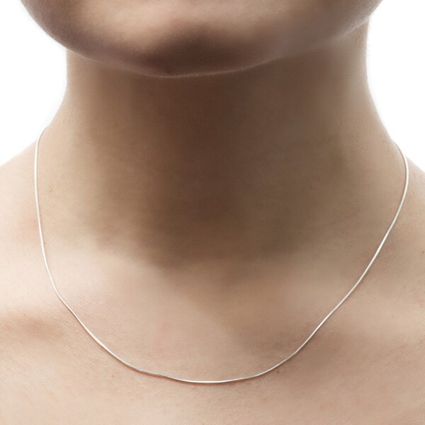 Sterling Silver Diamond-Cut 4 Sided Snake Chain Solid 925 Italy 1mm Necklace