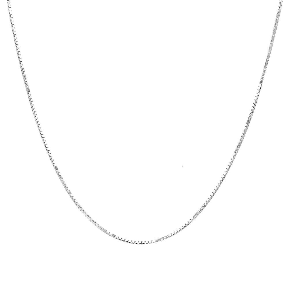 Pori Italian Sterling Silver Box Chain Necklace - White