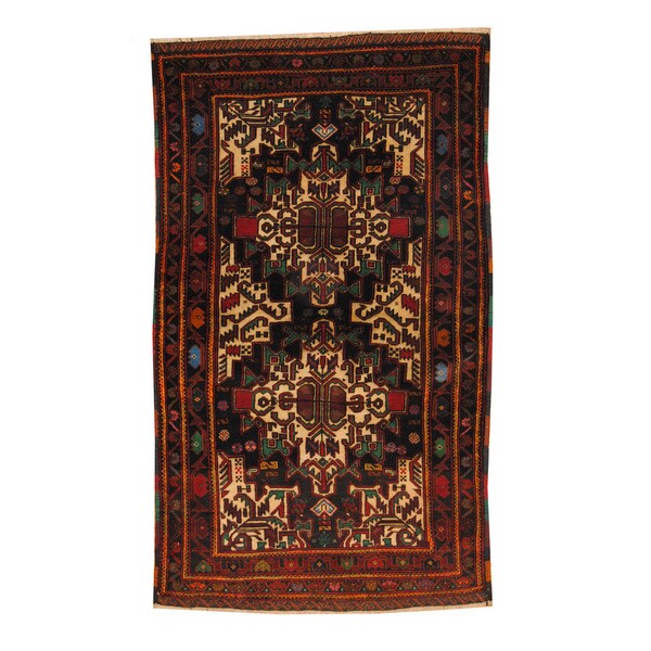 Handmade Herat Oriental Afghan 1960s Semi-antique Tribal Balouchi Wool Rug (Afghanistan) - 3'6 x 5'10