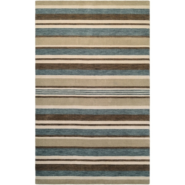 Couristan Mystique Bliss/ Ivory Teal Brown Wool Area Rug - 3'5" x 5'5"