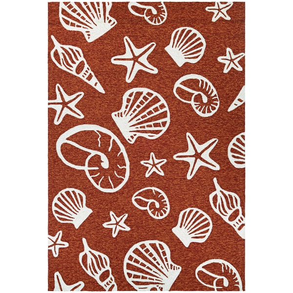 Couristan Outdoor Escape Cardita Shells Terracotta- Ivory Indoor/Outdoor Rug - 8' x 11'