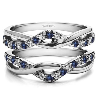 twobirch 10k rose gold 110ct tdw diamond and sapphire infinity ring guard enhancer - Wedding Ring Guards twobirch 10k rose gold 110ct tdw diamond and sapphire infinity ring guard enhancer - Wedding Ring Guards