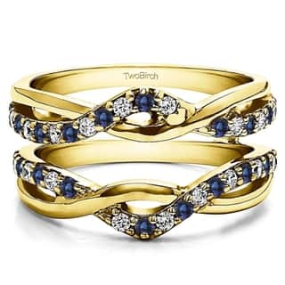 twobirch 10k yellow gold 15ct tdw diamond and sapphire infinity ring guard enhancer - Wedding Ring Enhancer twobirch 10k yellow gold 15ct tdw diamond and sapphire infinity ring guard enhancer - Wedding Ring Enhancer