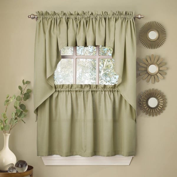 Opaque Ribcord Kitchen Curtain Pieces Tiers Valances Swags