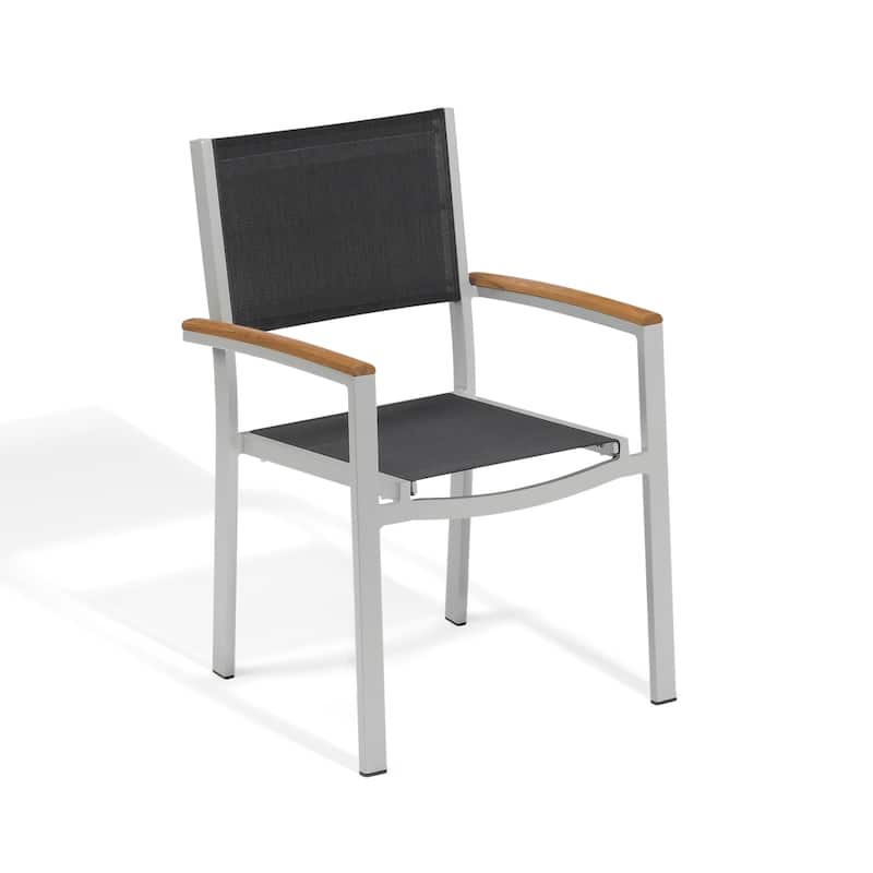 Oxford Garden Travira Black Sling Seat Armchair (Set of 4)