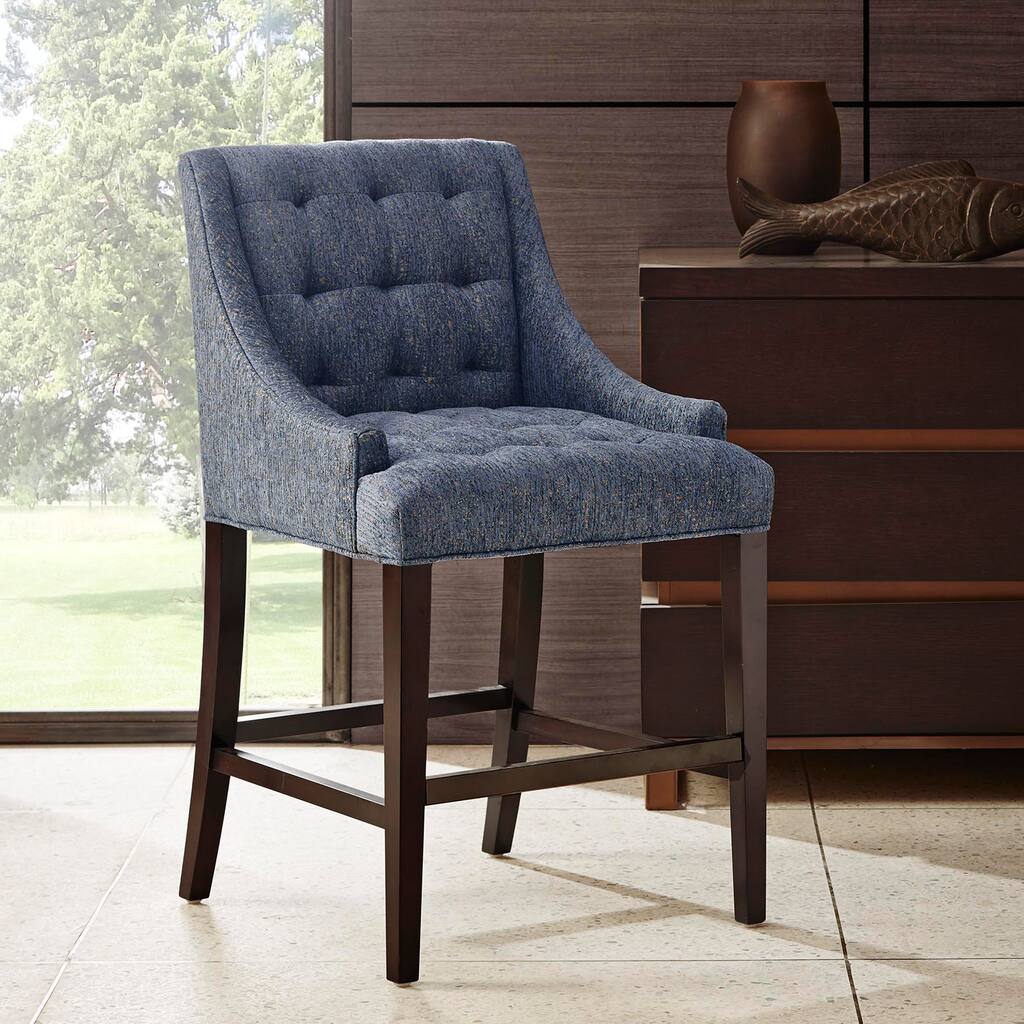 Madison Park Nora Riley Blue Slope Arm Counterstool - 23.625"w x 25.125"d x 40.75"h