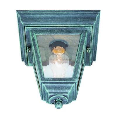 Cambridge Verde Green Finish 1-light Flush Mount with Clear Beveled Shade