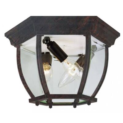 Cambridge Black Copper 3-light Flush Mount with Clear Beveled Shade