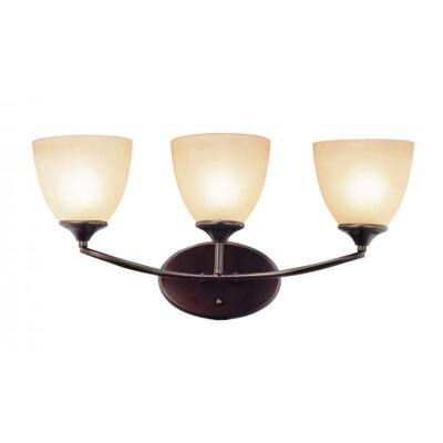 Cambridge 3-light Rubbed Oil Bronze 23-inch Wall Sconce with Tea Stain Glass