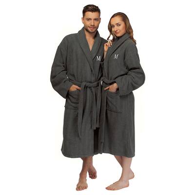 Authentic Hotel and Spa Turkish Cotton Charcoal Monogrammed Unisex Bath Robe