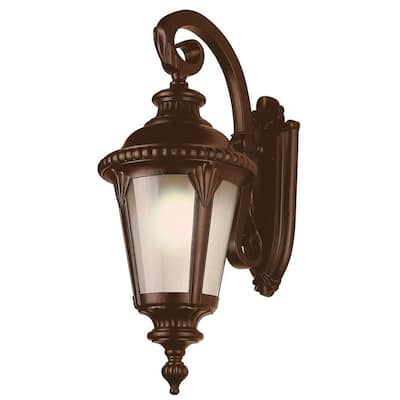 Cambridge Rust Finish Outdoor Wall Lantern with Frosted Shade