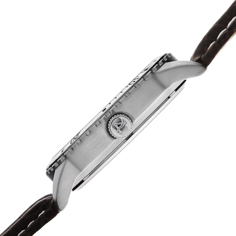 August Steiner Men's Quartz Multifunction Leather Silver-Tone Strap Watch
