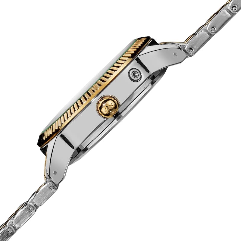 August Steiner Men's Swiss Quartz Multifunction Diamond Two-Tone Bracelet Watch