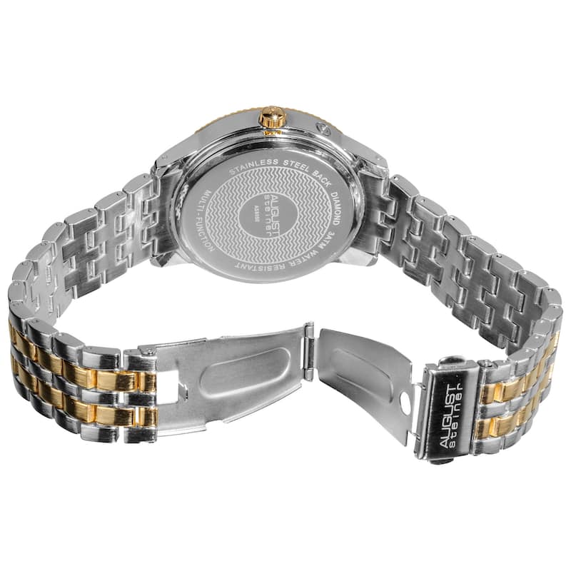 August Steiner Men's Swiss Quartz Multifunction Diamond Two-Tone Bracelet Watch