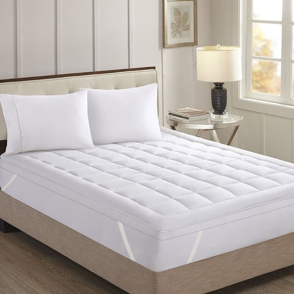 slide 1 of 3, Baffle Stitched Hypo-allergenic Down Alternative Mattress Topper - White Full