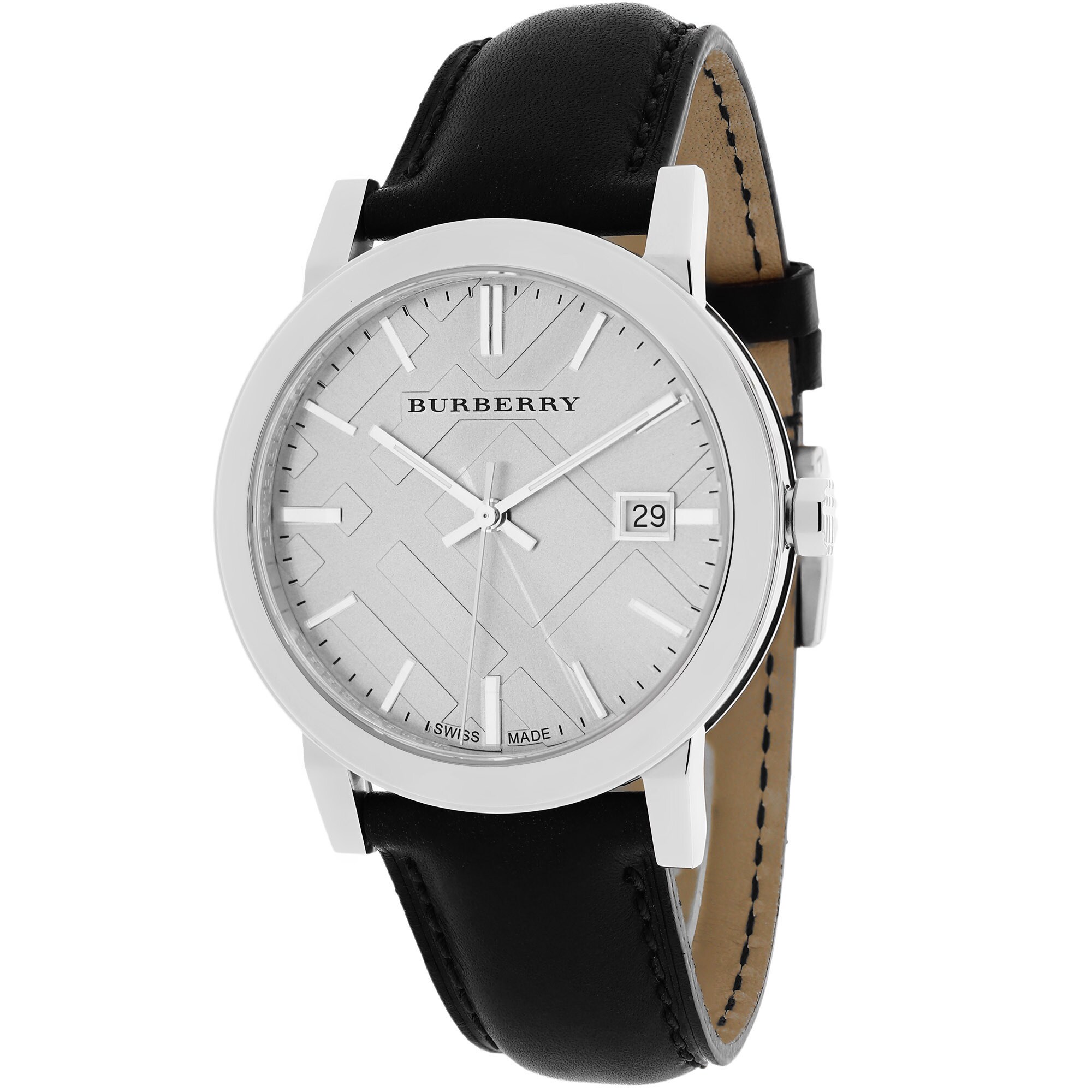 burberry black leather watch