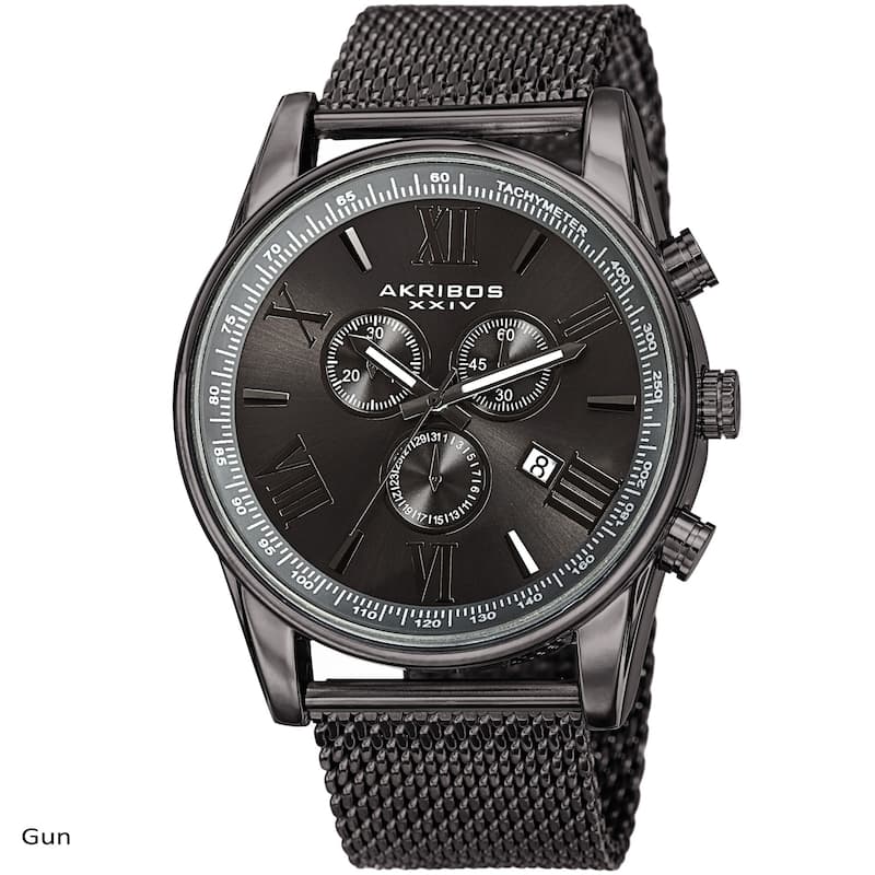 Akribos XXIV Men's Swiss Quartz Chronograph Stainless Steel Mesh Strap Watch