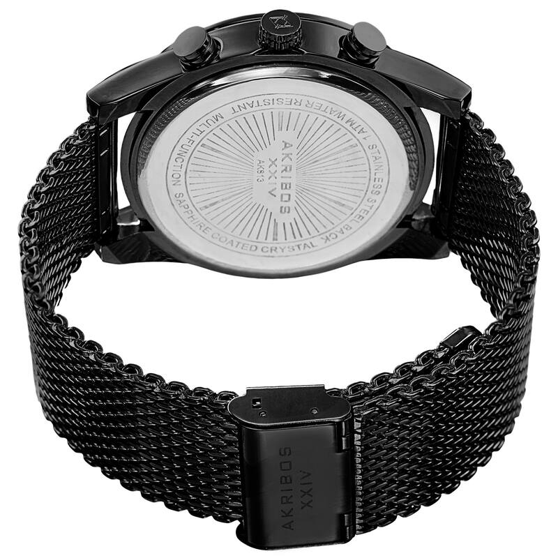Akribos XXIV Men's Swiss Quartz Chronograph Stainless Steel Mesh Strap Watch