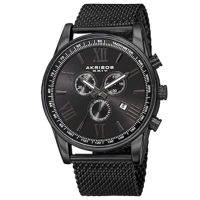Akribos XXIV Men's Swiss Quartz Chronograph Stainless Steel Mesh Strap Watch
