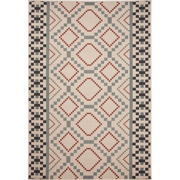 Indoor/ Outdoor Geometric Pattern Brown/ Orange Area Rug (2 x 37)