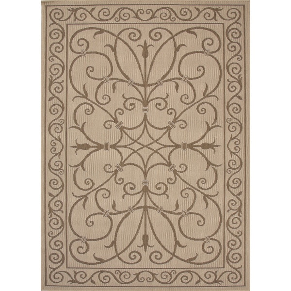 Indoor/ Outdoor Oriental Pattern Brown/ Brown Area Rug (711 x 10)