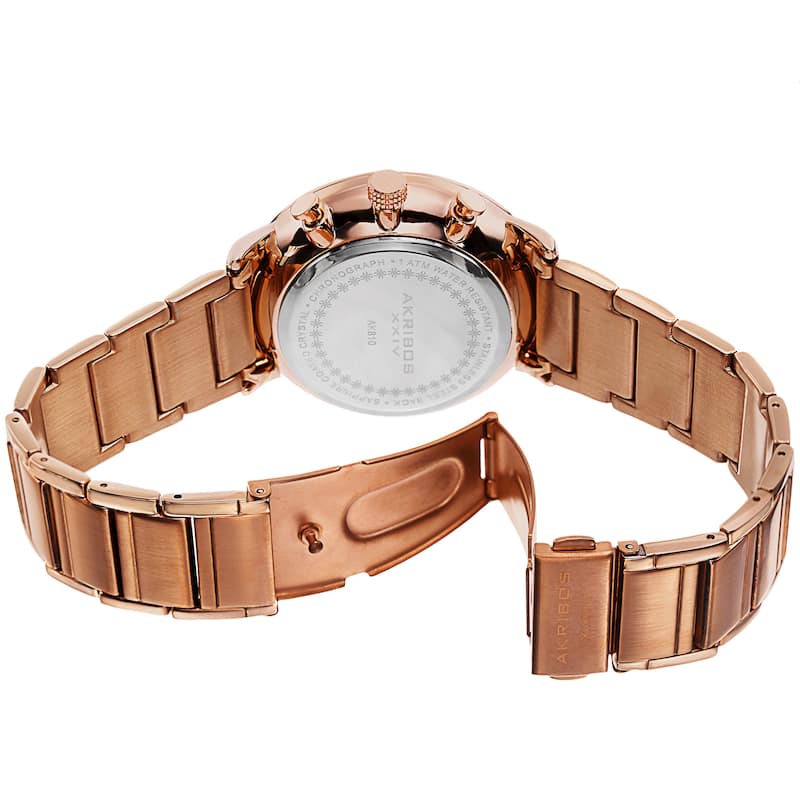 Akribos XXIV Men's Quartz Chronograph Stainless Steel Rose-Tone Bracelet Watch