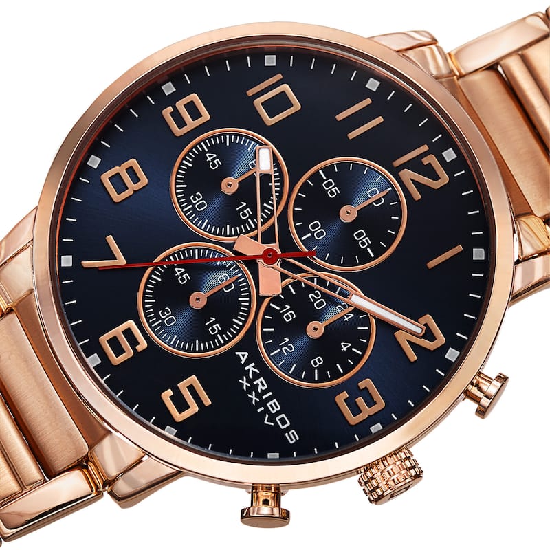 Akribos XXIV Men's Quartz Chronograph Stainless Steel Rose-Tone Bracelet Watch