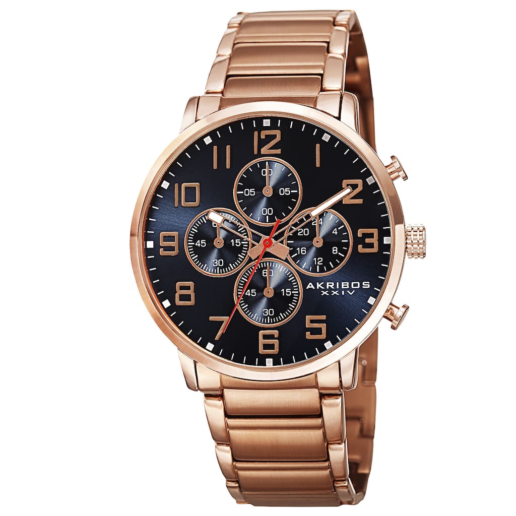 Akribos XXIV Men's Quartz Chronograph Stainless Steel Rose-Tone Bracelet Watch