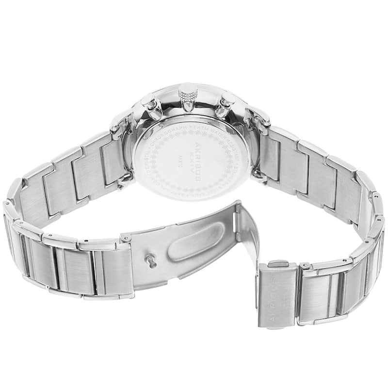 Akribos XXIV Men's Quartz Chronograph Stainless Steel Silver-Tone Bracelet Watch