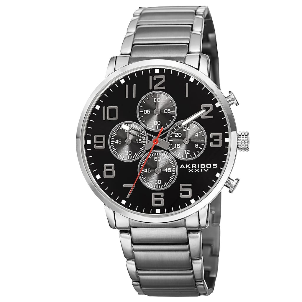 Akribos XXIV Men's Quartz Chronograph Stainless Steel Silver-Tone Bracelet Watch