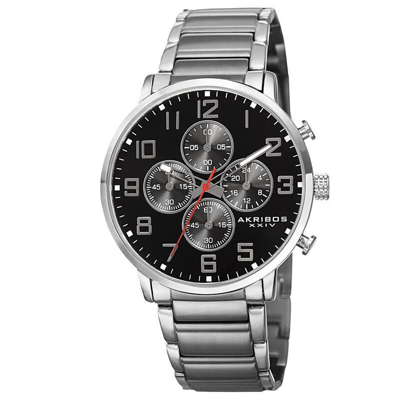 Akribos XXIV Men's Quartz Chronograph Stainless Steel Silver-Tone Bracelet Watch