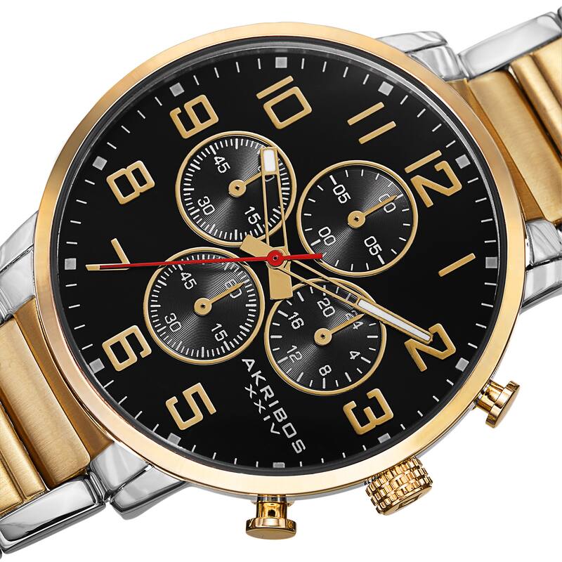 Akribos XXIV Men's Quartz Chronograph Stainless Steel Two-Tone Bracelet Watch
