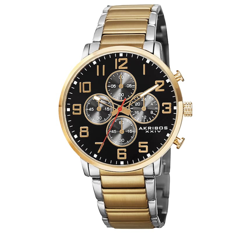Akribos XXIV Men's Quartz Chronograph Stainless Steel Two-Tone Bracelet Watch