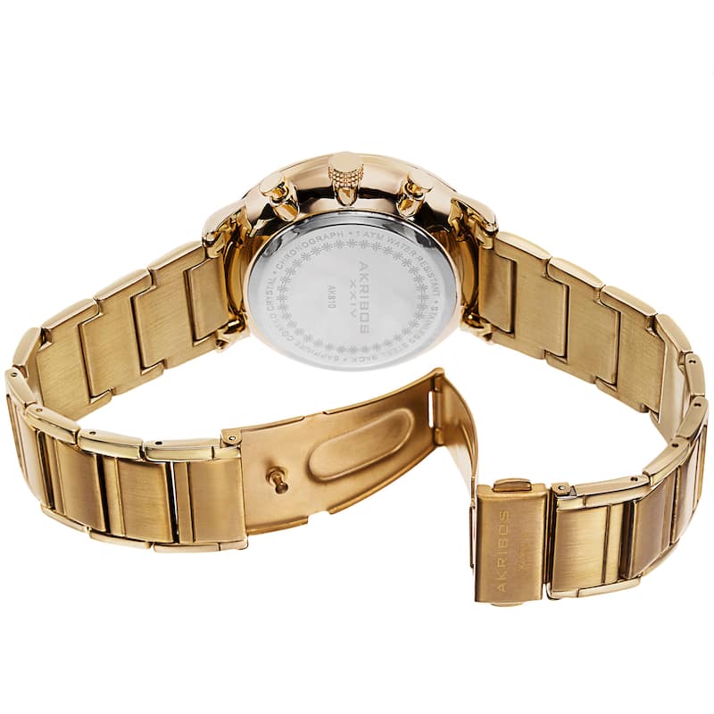 Akribos XXIV Men's Quartz Chronograph Stainless Steel Gold-Tone Bracelet Watch