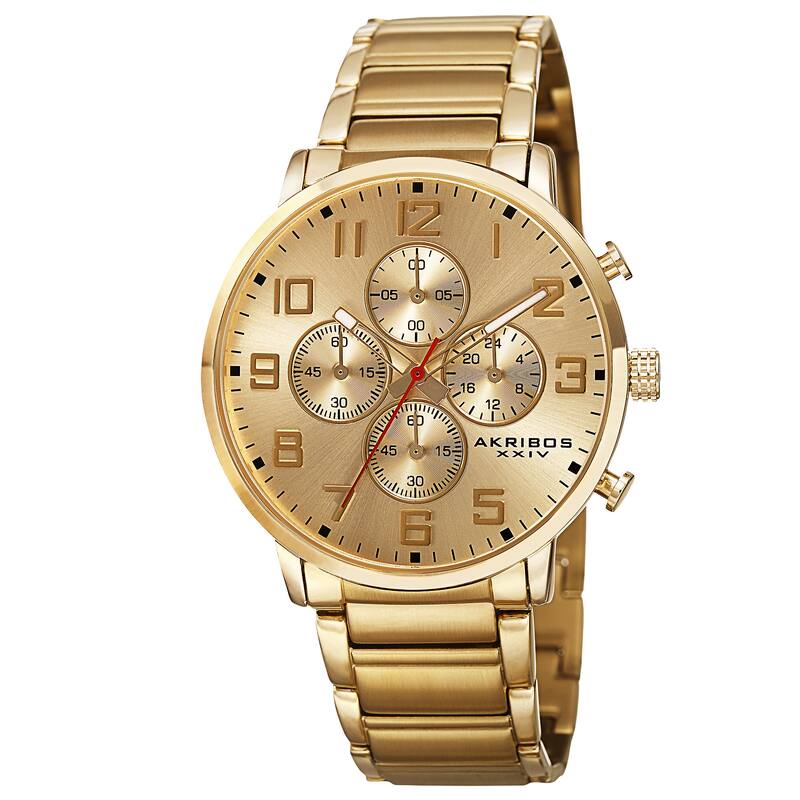 Akribos XXIV Men's Quartz Chronograph Stainless Steel Gold-Tone Bracelet Watch