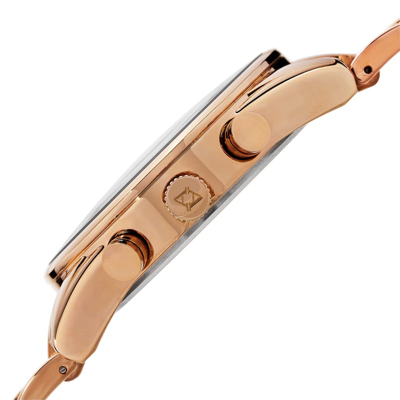 Akribos XXIV Men's Swiss Quartz Dual-Time Multifunction Stainless Steel Rose-Tone Bracelet Watch
