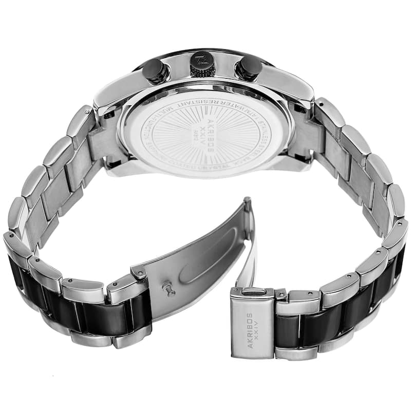 Akribos XXIV Men's Swiss Quartz Dual-Time Multifunction Stainless Steel Two-Tone Bracelet Watch