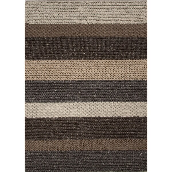Textured Solid Pattern Brown/ Grey Area Rug (8' x 10') 8' x 10