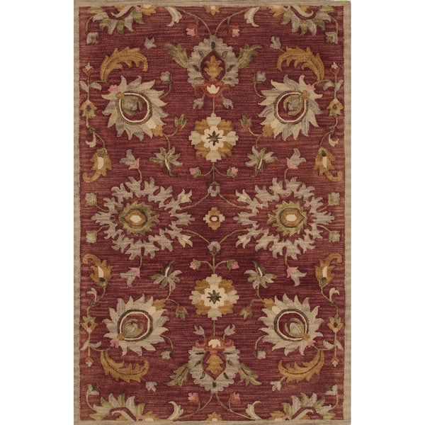 Shop Hand-tufted Floral Pattern Red/ Ivory Area Rug (2' x ...