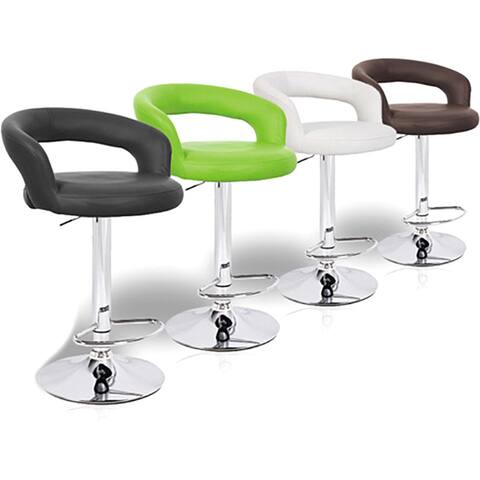 Halo Faux Leather Contemporary Adjustable Barstool (Set of 2)