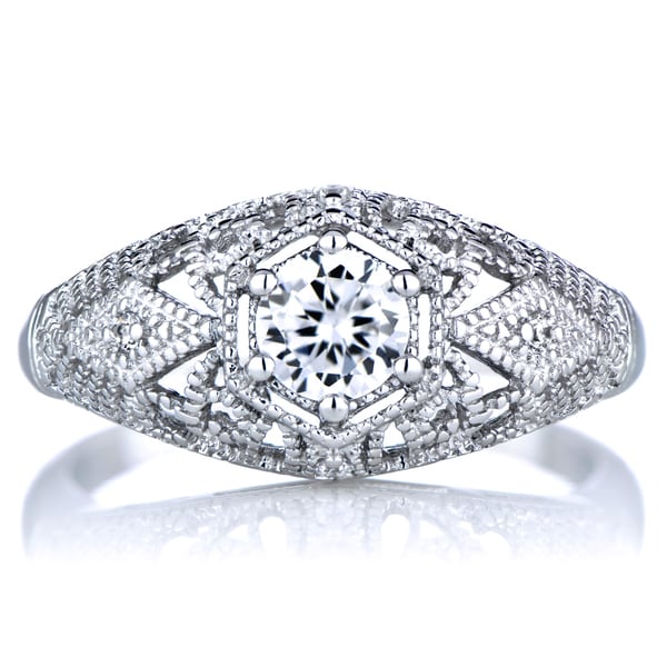 Shop Sterling Silver Cubic Zirconia Vintage Style Wedding Ring Free