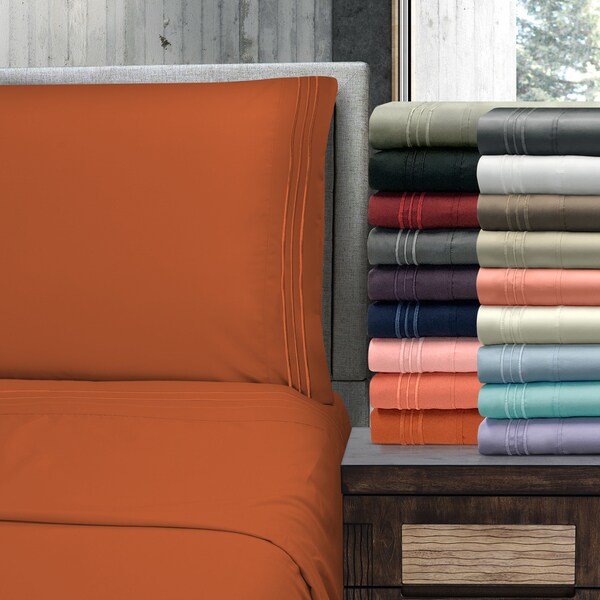 Superior Wrinkle-resistant Embroidered Microfiber Deep Sheet Set. Opens flyout.