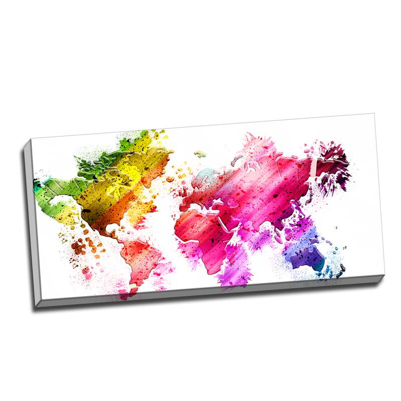 Design Art "Colors of the World" Map Canvas Art Print