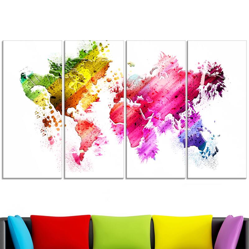 Design Art "Colors of the World" Map Canvas Art Print