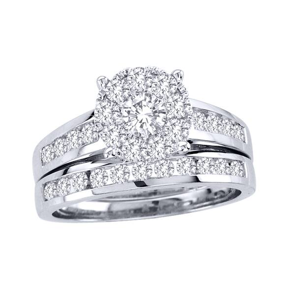 De Couer 10k White Gold 1 1/2ct TDW Diamond Bridal Ring Set (H-I, I2 ...